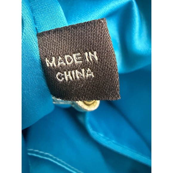 COACH Poppy Op Art Glam Gold Khaki Tote Bag Blue Teal Liner Signature C - Picture 12 of 12